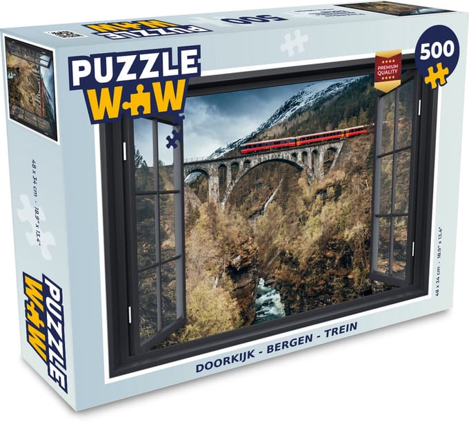 Puzzel Doorkijk - Berg - Trein - Legpuzzel - Puzzel 500 stukjes