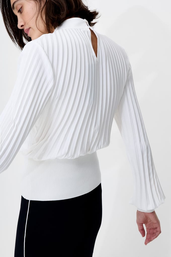 French Connection Levy Balloon Sleeve Top Winter White Größe: S | Longsleeves Outlet | Damen | Weiß