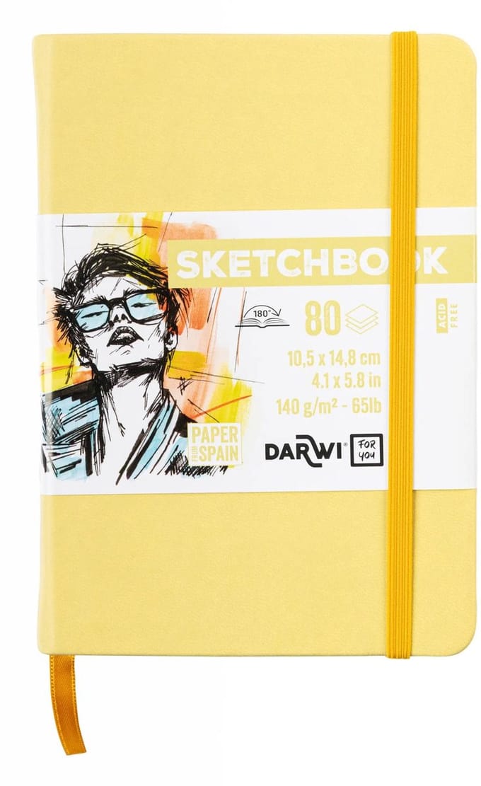 Darwi DFY - Schetsboek - A6 - 140 g - Geel- 80 vellen
