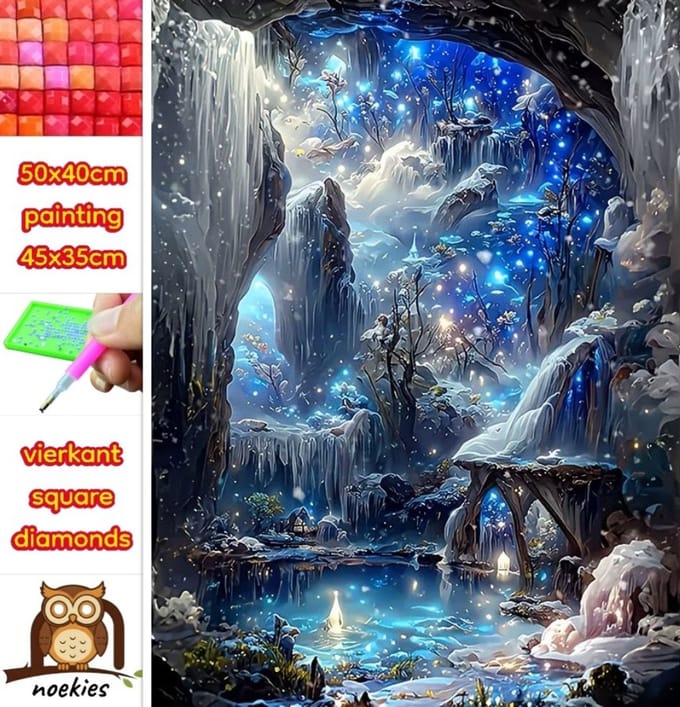 50x40cm Diamond Painting watervallen (vierkant) nr 63