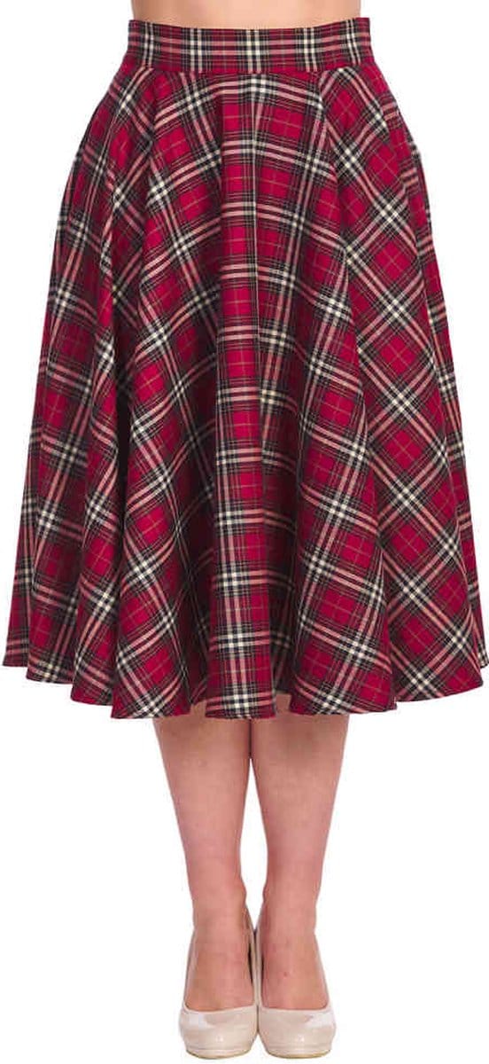 Banned - Winter Check Swing Rok - XL - Rood