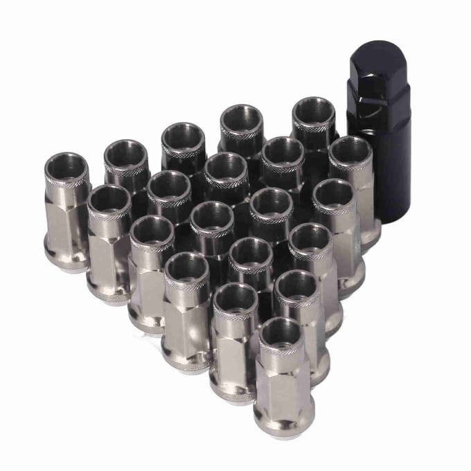 20 pcs M12x1.25 Écrous de roue métalliques Universel Accessoires de voiture Remplacement pour Mitsubishi noir