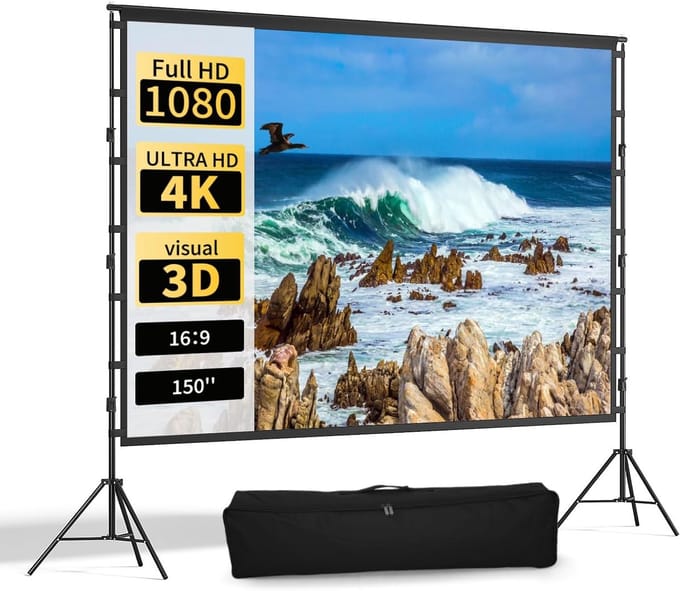 Projectiescherm Standaard - Draagbaar Scherm - Binnen Buiten - 150 Inch Diagonaal - 330x259 cm - Wit