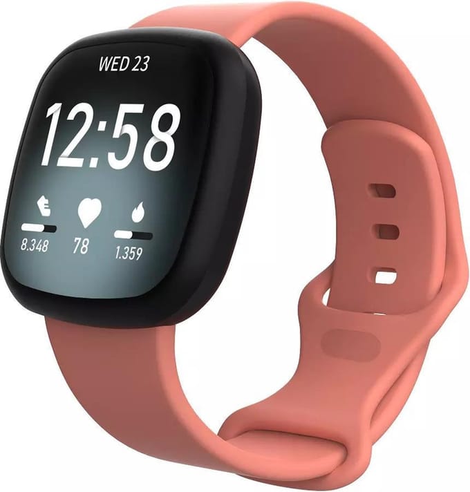 KELERINO. Siliconen bandje geschikt voor Fitbit Versa 3 / Sense - Peach - Small