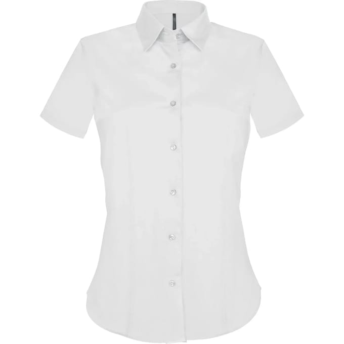 Kariban Dames stretch blouse korte mouwen K532 - White - S