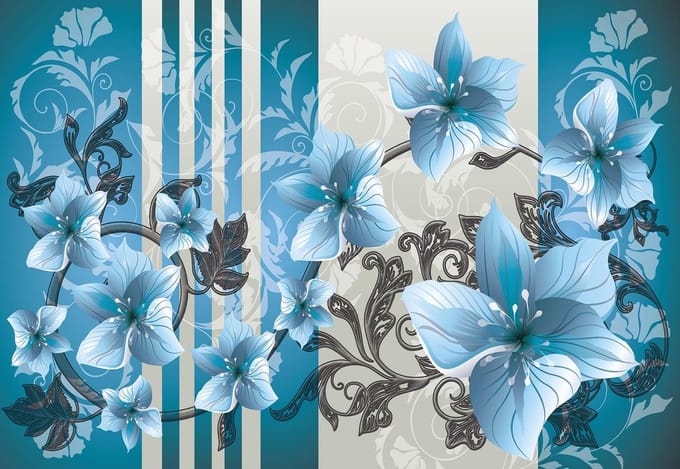 Fotobehang Flower Floral Pattern | DEUR - 211cm x 90cm | 130g/m2 Vlies