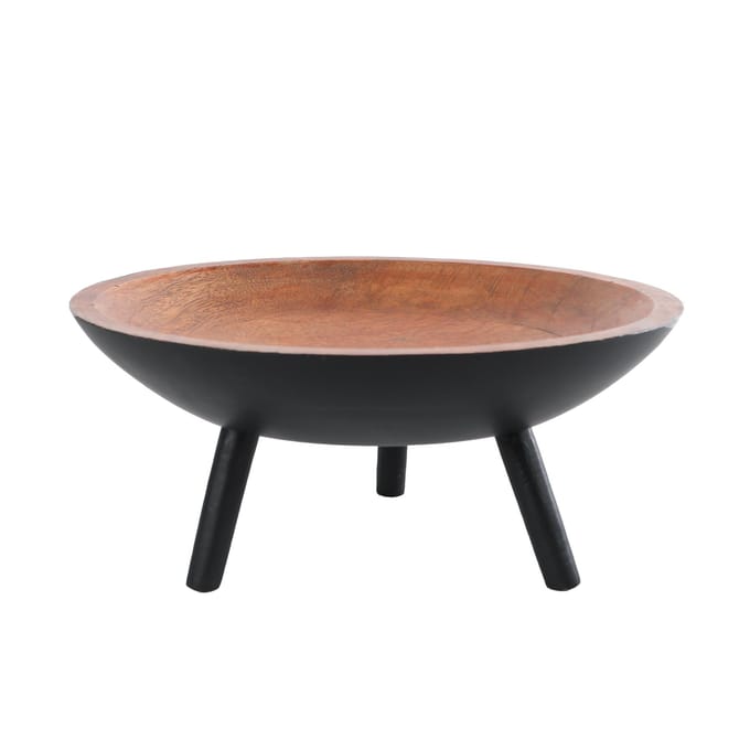 Serveerschaal Sieb m/pootjes naturel/zwart mango