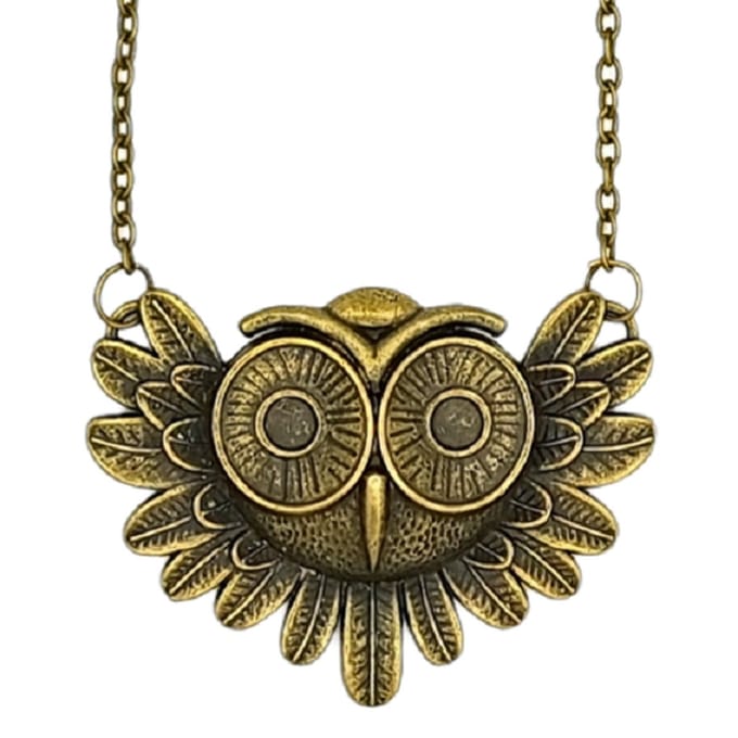Rhylane – Bronskleurige Ketting (50 cm) Met Uil Hanger (4 x 6 cm)