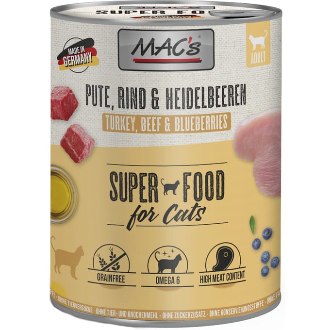 MAC's CAT - blik 6x800g - kalkoen, rundvlees & bosbessen