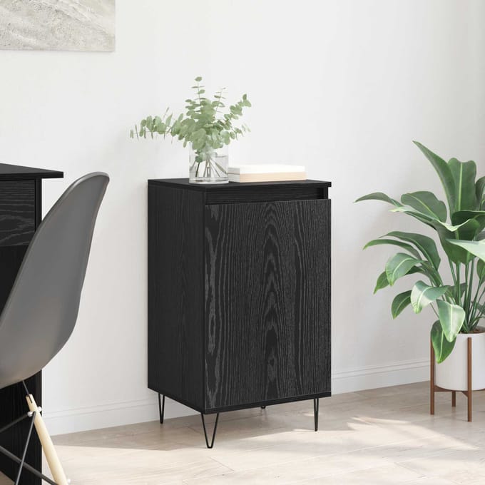 vidaXL - Dressoir - Zwart - Eiken - 40 - x - 35 - x - 70 - cm - Bewerkt - hout