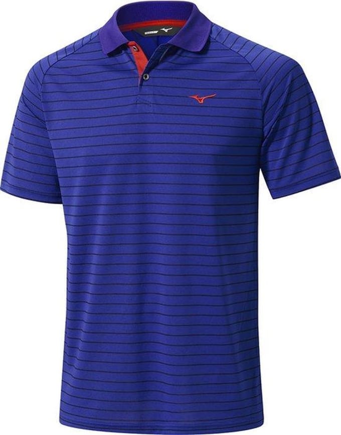 Mizuno Golfpolo Quick Dry Striped - blauw - maat XL