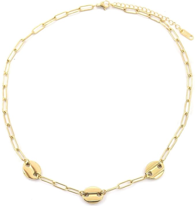 Ketting met Munten - RVS - Lengte Verstelbaar 40-45 cm - Goudkleurig