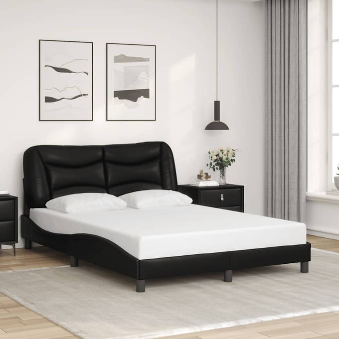 vidaXL - Bedframe - zonder - matras - "Hvar" - kunstleer - zwart - 140x200 - cm