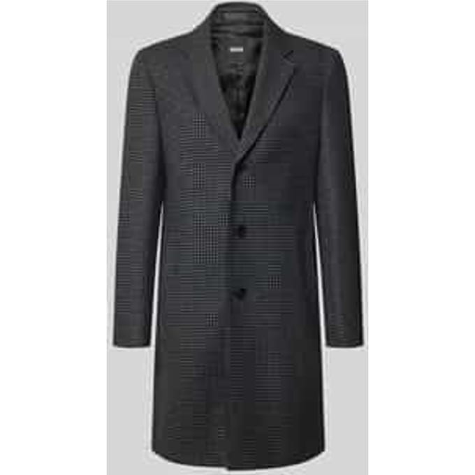 Regular fit lange wollen jas met all-over motief model 'H-Hyde-Bib-E-264'