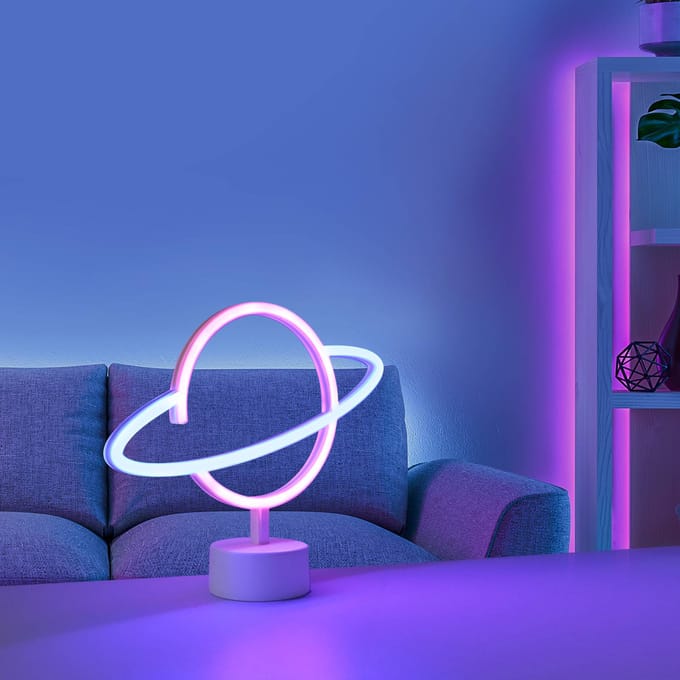 JUST LIGHT. GmbH LED tafellamp Neon Saturn, op batterijen