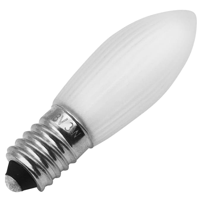 Reserve Kerstlampje E10 - Gloeilamp - 8V/3W - Warm Wit Licht - 2200K - 13 Lumen - Dimbaar - Mat