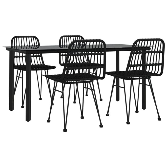 vidaXL - 5-delige - Tuinset - poly - rattan - zwart