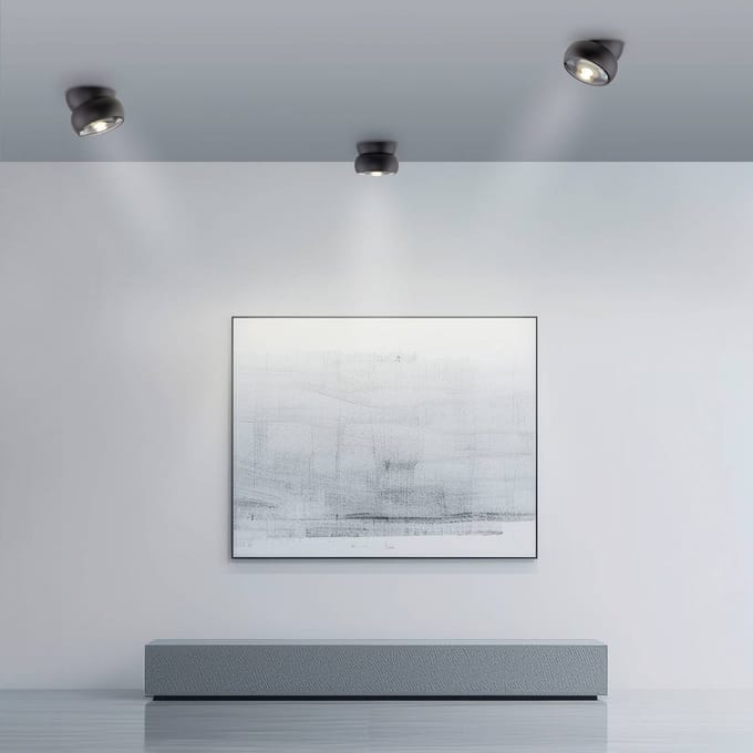 LED plafondspot PURE Move, zwart, Ø 12 cm, metaal/glas