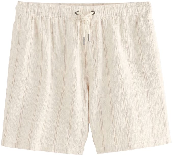 Next - Heren - Gestreepte short met elastische taille en textuur - Naturel