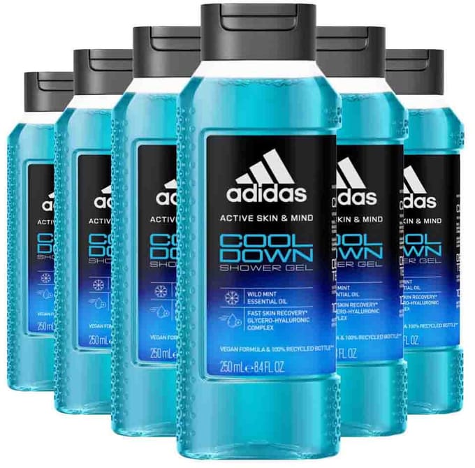 Adidas - Shower Gel Active Skin & Mind Cool Down - 6 x 250 ml - Voordeelverpakking