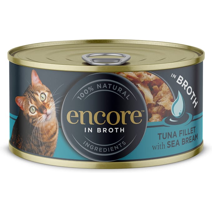 16x 70g Encore Blik Tonijn en zeebaars Kattenvoer Nat