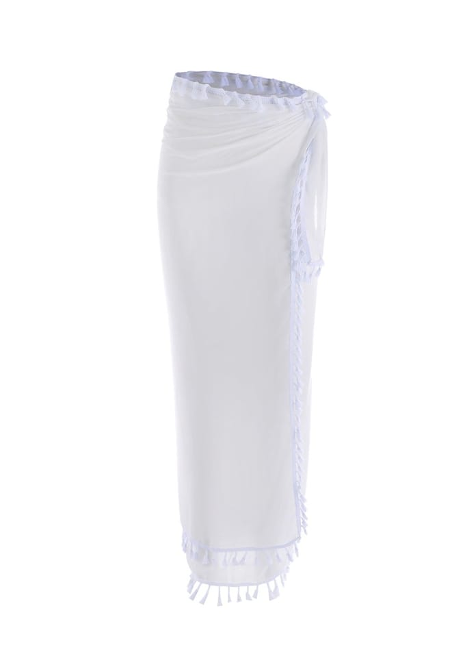 Emilie Collection - pareo - lang - franjes - wit - katoen