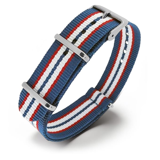 NATO Horlogeband G10 Military Nylon Strap - Blauw Rood Wit 18mm