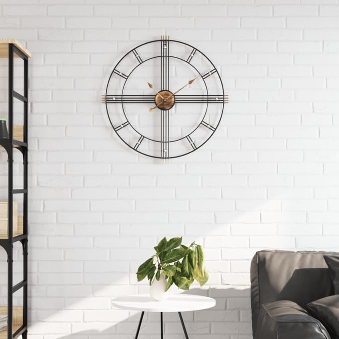 vidaXL - Wandklok - Ø60 - cm - ijzer - zwart