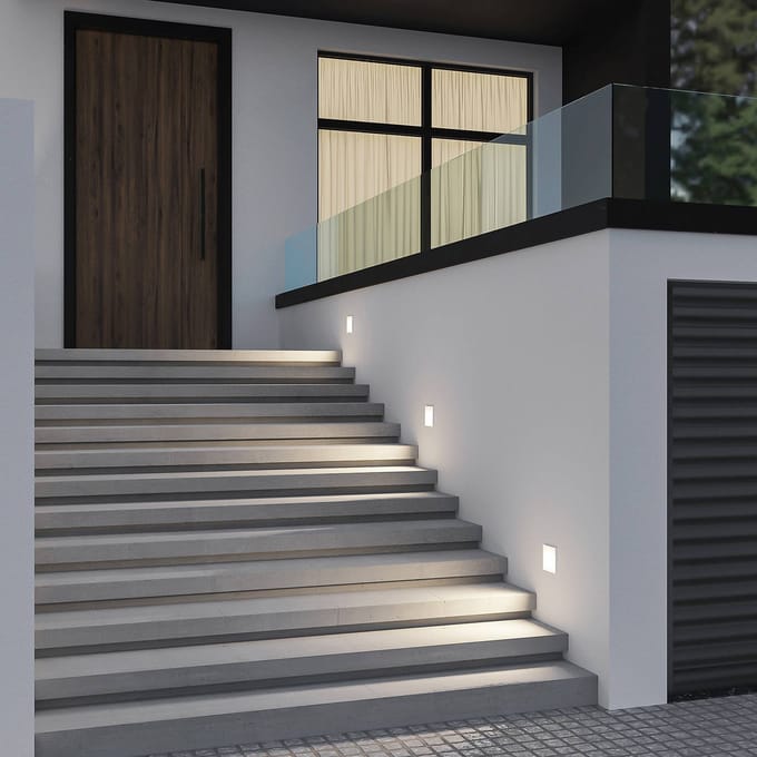 Arcchio LED wand inbouwlamp Zamo, wit, 11 cm, metaal, IP65