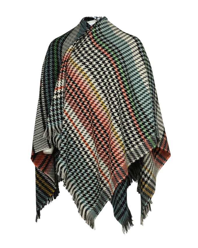 Maje geruite poncho-sjaal in veelkleurig acryl