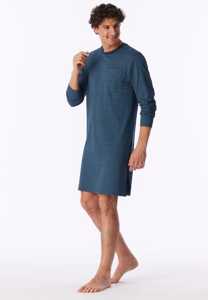 Nachthemd met lange mouwen, diepblauw - Comfort Essentials 58