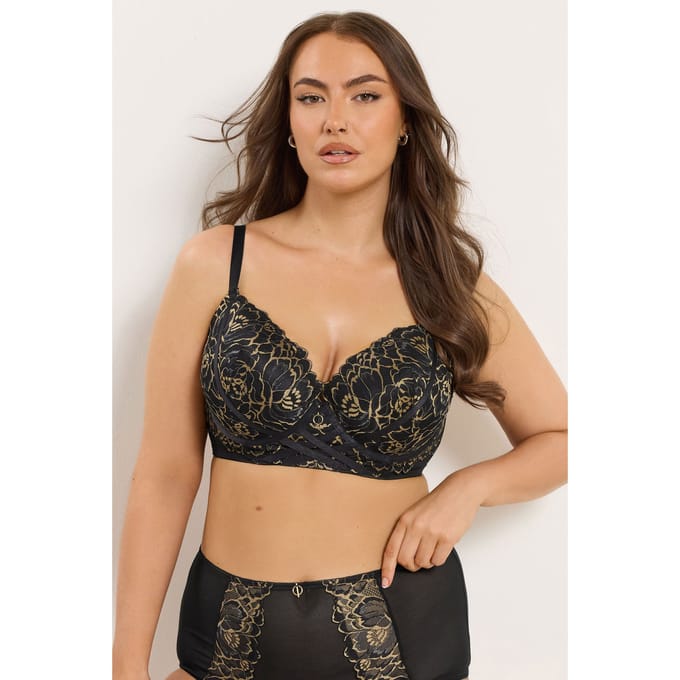 Yours Zwart & Gouden Bloemen Voorgevormde Bh Size 85G