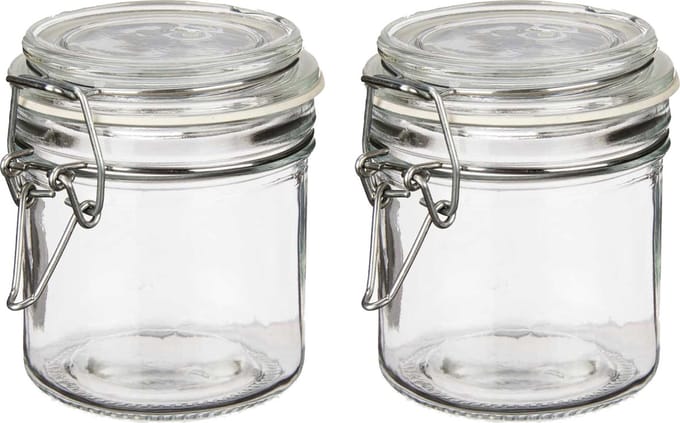 Vivalto Voorraadpotten/bewaarpotten - 2x - Tarro - 250 ml - glas - beugelsluiting - D11 x H10 cm