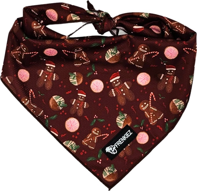 Frenkiez kerst bandana brown gingerbread man Small