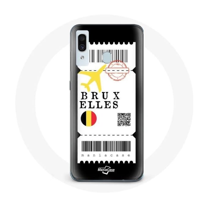 Coque pour Samsung Galaxy A30 Billet d'avion Bruxelles Belgique