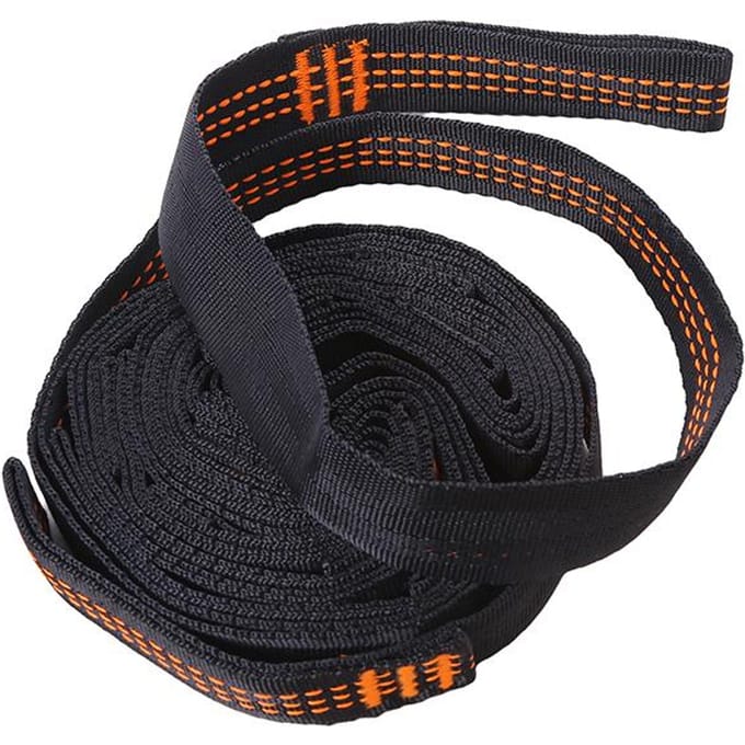 2 Stuks Hangmatbanden Speciale Versterkte Polyester Banden 5 Ringen Hoge Belastbaarheid Stekelig Zwart Buitengebruik Kampeerhangmatbanden oranje