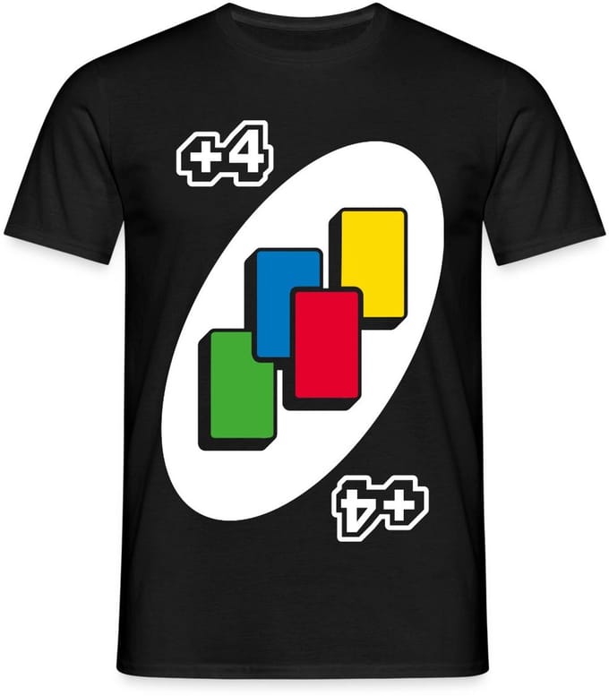 UNO +4 Kaart Kostuum Neem-4 T-Shirt Heren