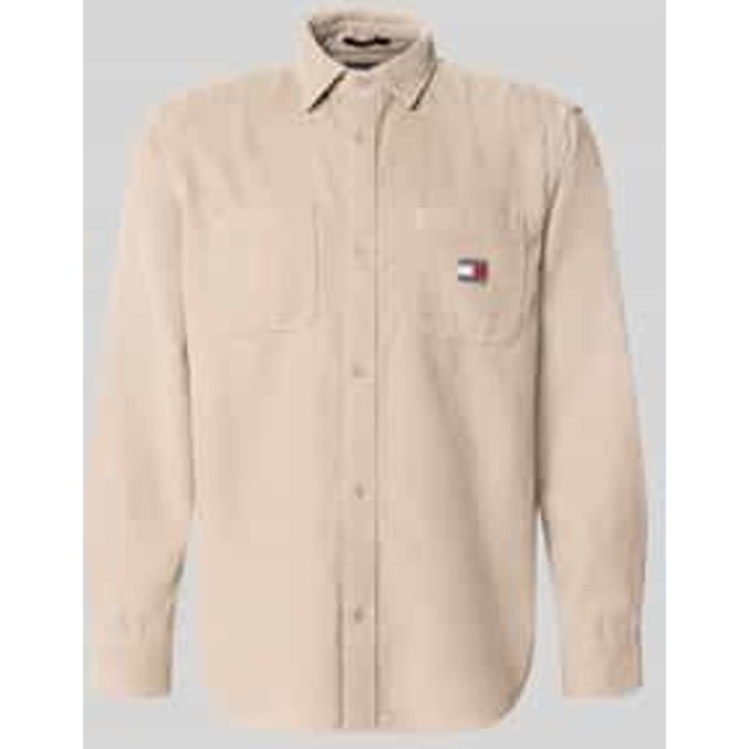 Regular fit corduroy overhemd met logopatch