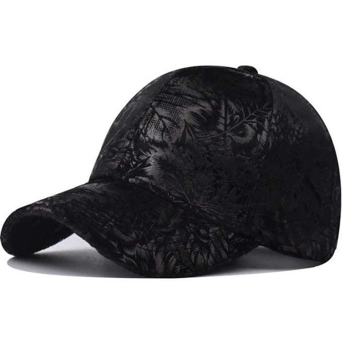 Casquette de baseball à imprimé feuilles, casquette bec de canard, chapeau de soleil neutre pour l'extérieur Adjustable black