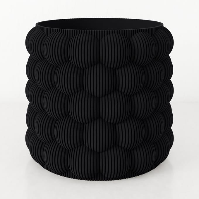 Fleuriek - Bloempot voor binnen - Zwart gestreepte plantenpot van bio plastic - Ø12 cm