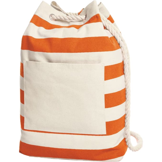 Halfar Contrast gestreepte strandtas met koord (Oranje)
