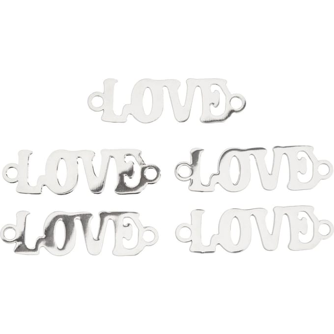 Connector "Love", 5 stuks - Platina