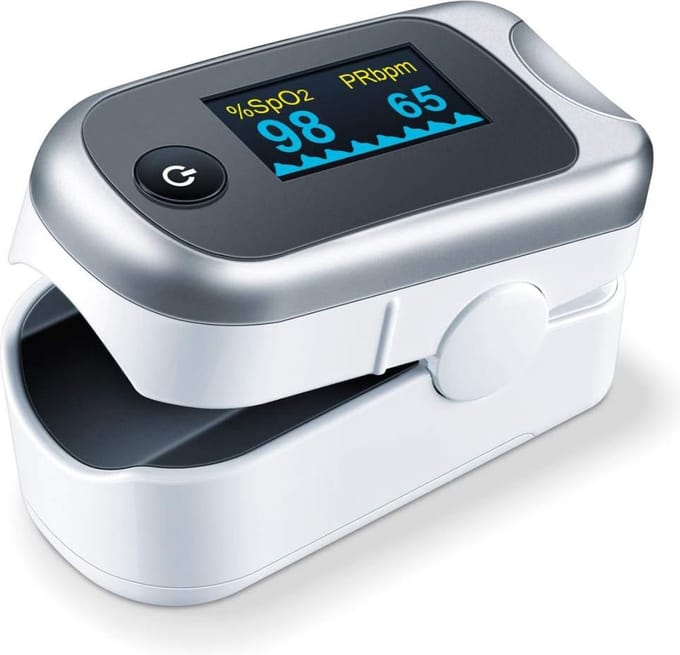 VELTRR® Saturatiemeter Zuurstofmeter Vinger - Hartslagmeter - Wit en Grijs
