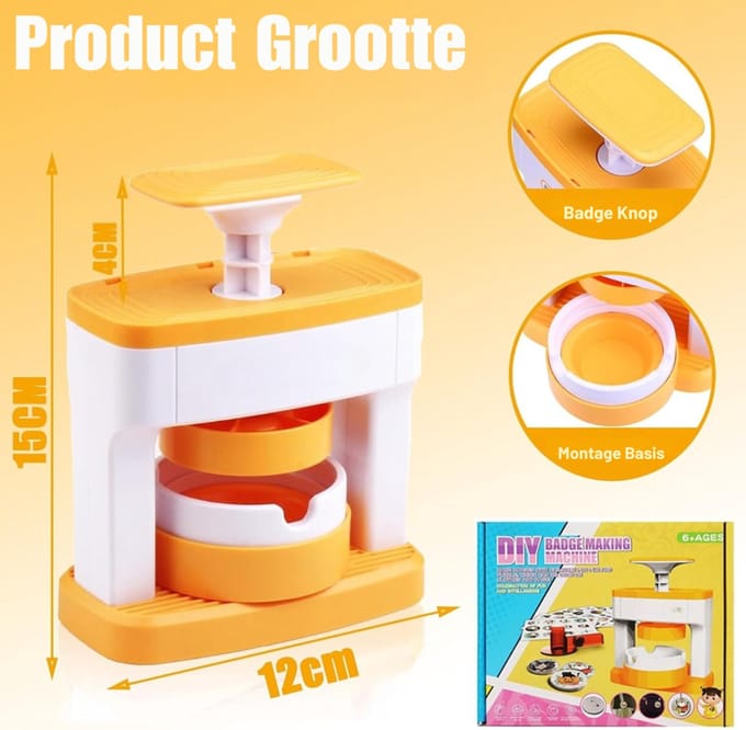 RONN® Button Maker 55mm – Button Machine – Badge Maker – Buttons Zelf Maken – Geel - ‎12cm x 12cm x 15cm