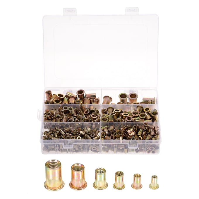 500 STUKS Klinkmoer Set Metrische Draad Rivnut Assortiment M3 M4 M5 M6 M8 M10 goud
