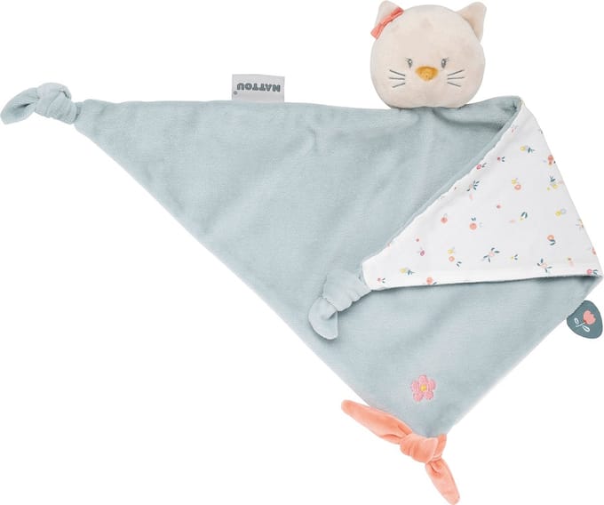 Nattou Kat Lana - Knuffeldoekje Doudou - 65x35 cm - Dusty Blauw