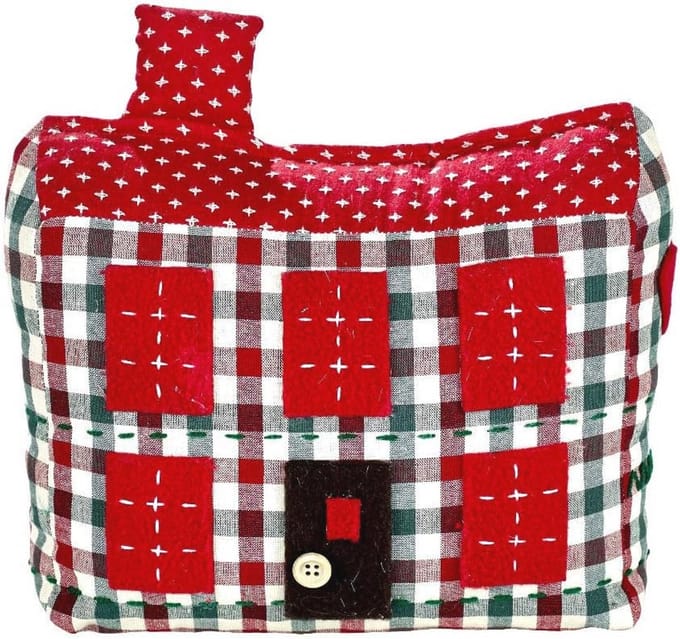 Gevoerde Deurstopper van Vilt - Groen/Rood - 20 x 6 x 17 cm