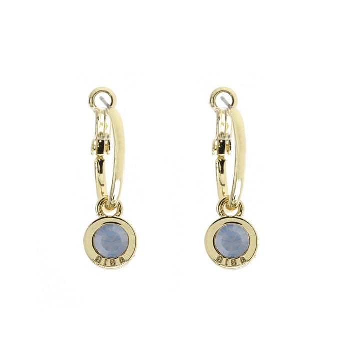 Biba Oorhangers Goud met gekleurde steen Groot Air Blue Opal