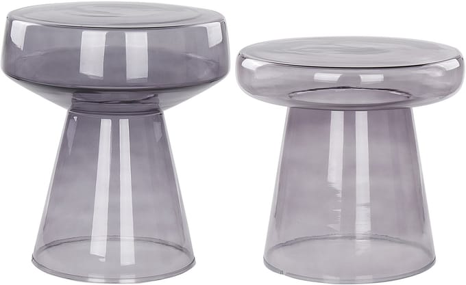 LAGUNA/CALDERA - Bijzettafel set van 2 - Grijs - Glas