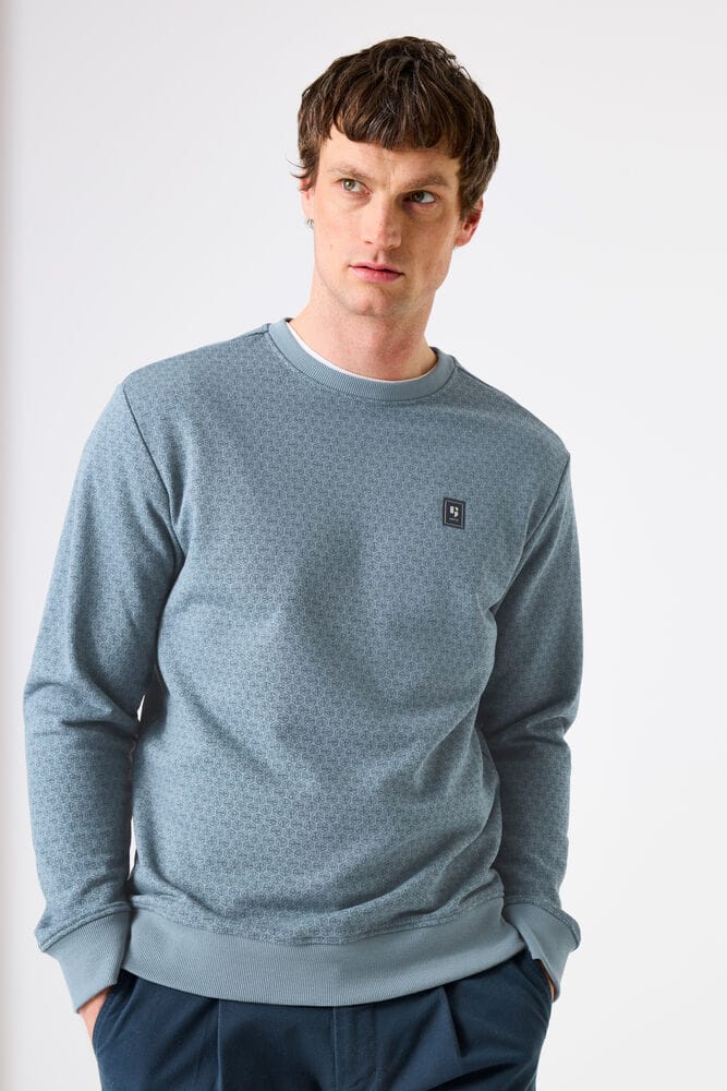 GARCIA Heren Print Sweater Blauw Lange mouw